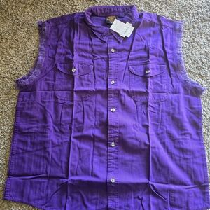 Purple Sleeveless Button-Up Shirt